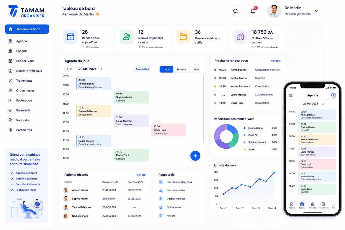 TAMAM ORGANISER — Logiciel de gestion des rendez-vous pour cabinets et professions libérales